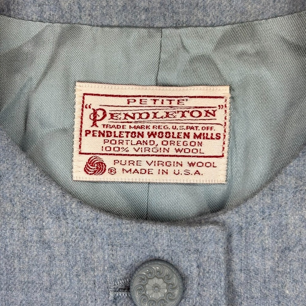 Vintage Pendleton 2pc Wool Pant Blazer Suit Womens 4 Petite Light Blue USA - Picture 10 of 14